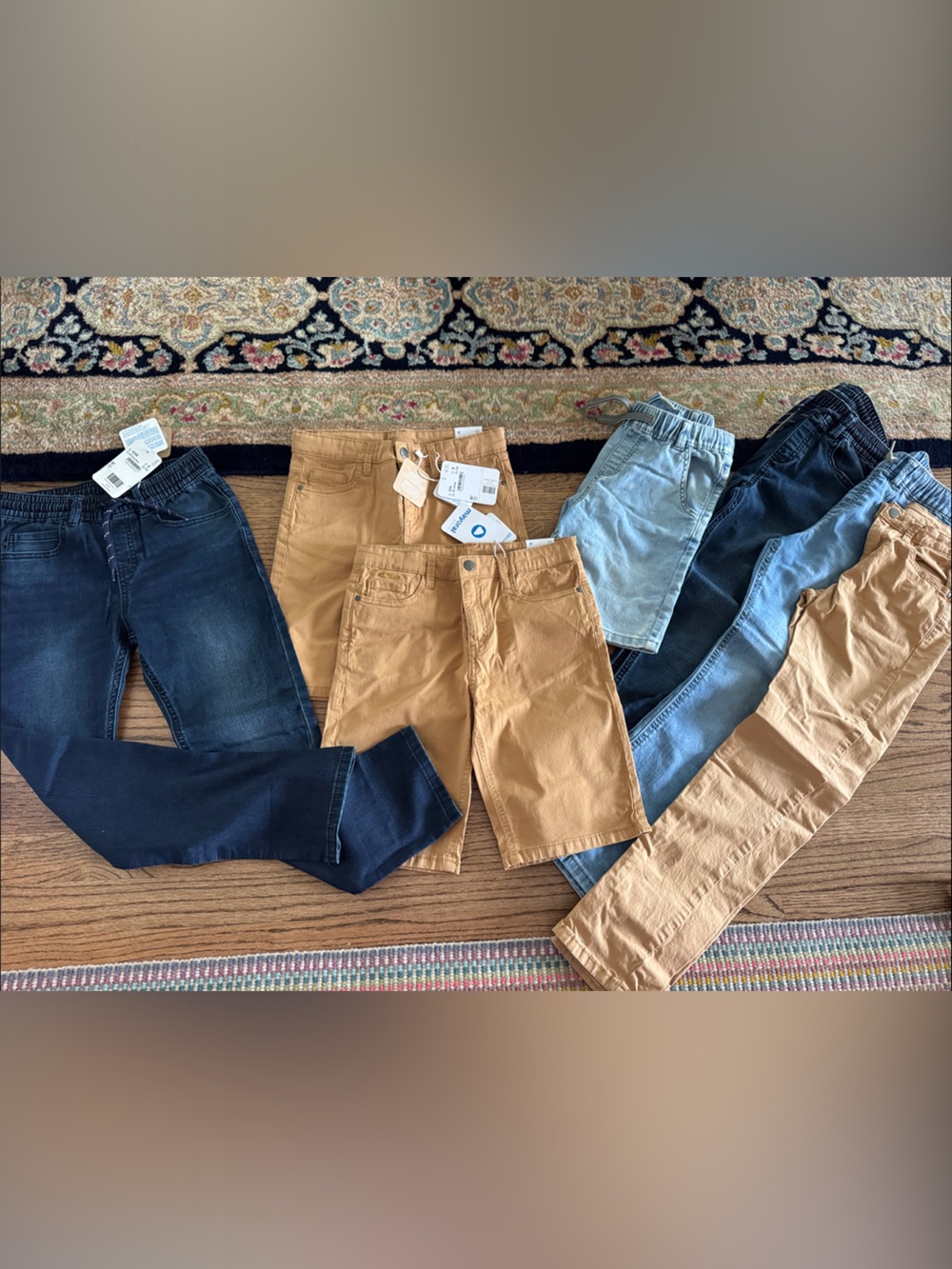 Boys Mayoral Size 8 (one 9) LOT - Blue and Tan Stretch Denim pants and shorts